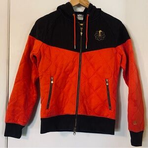 VTG Y2K Nike Quilted Jacket Red Gold Zippers L